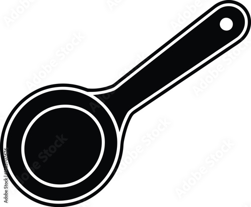 Simple black silhouette of a spoon with a hole in the handle