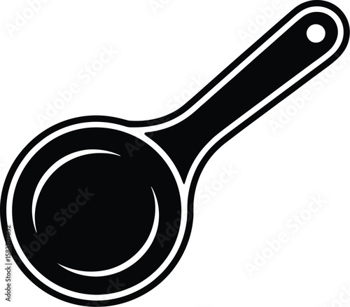 Simple black silhouette of a spoon with a hole in the handle