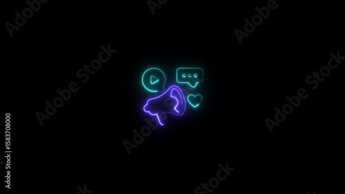 Wallpaper Mural bright neon-style icon representing content marketing strategy, including text, video, image, and audio elements—used for audience engagement, digital branding, and online business promotion. Torontodigital.ca