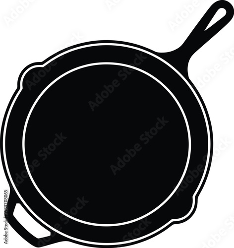 Black silhouette of a cast iron skillet with two handles