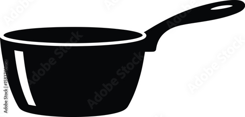 Simple black silhouette of a cooking pot with a long handle