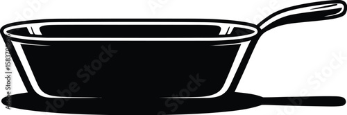 Simple silhouette of a black frying pan with a handle