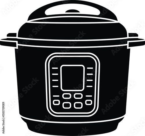Modern electric pressure cooker with digital display and control panel