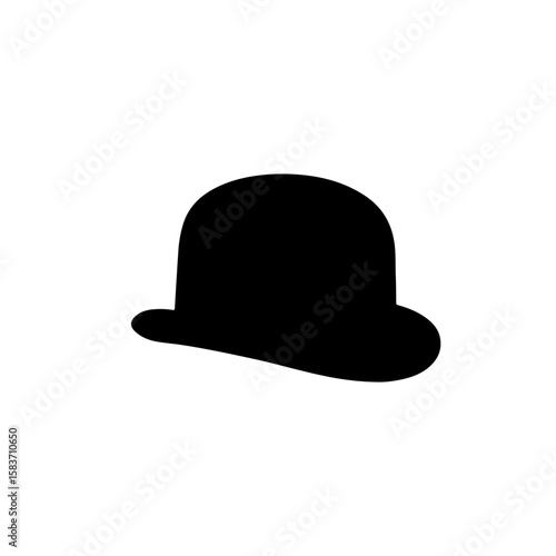 Bowler hat silhouette vector flat design.