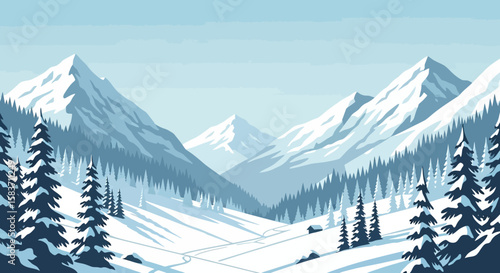 Snowy mountain landscape winter vacation