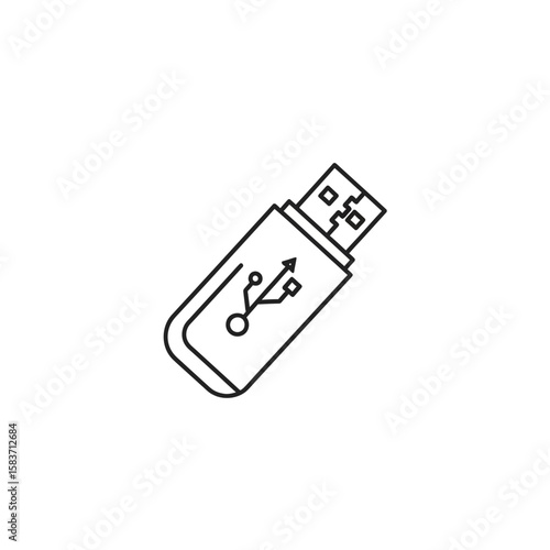 USB Flash Drive Icon Outline Digital Storage Device