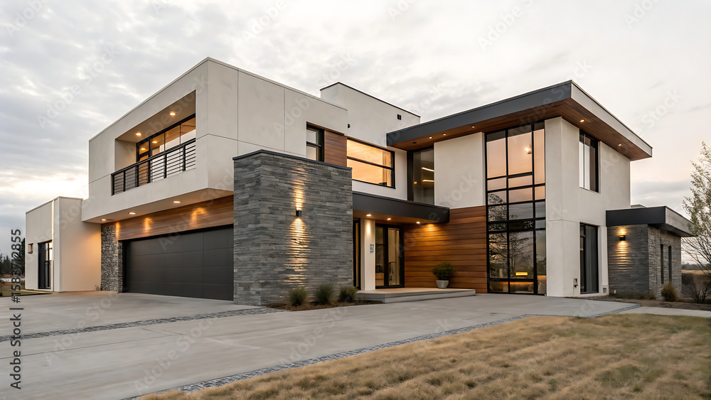 Modern Luxury Home Exterior Dusk Twilight Lighting Modern Luxury Home Exterior Dusk Twilight Lighting