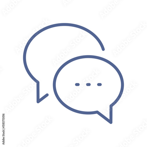 Conversation icon, minimal speech bubble symbol, communication element, dialog concept, social interaction, idea sharing, team discussion, verbal feedback exchange line flat vector illustration.