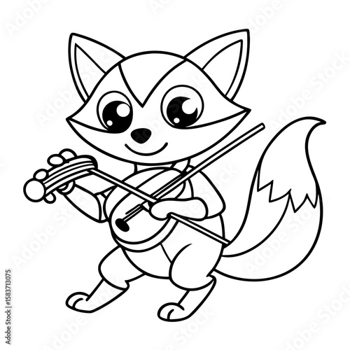 Fox Playing the Violin Coloring Page