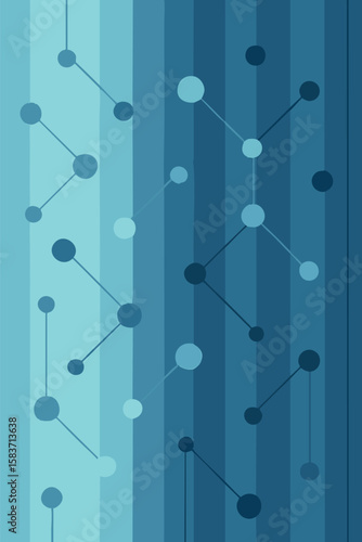 Flat vector background with vertical line patterns and floating nodes