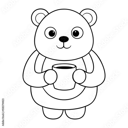 Polar Bear with a Mug of Tea Coloring Page