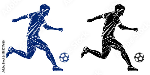 Black silhouette vector of a male football player