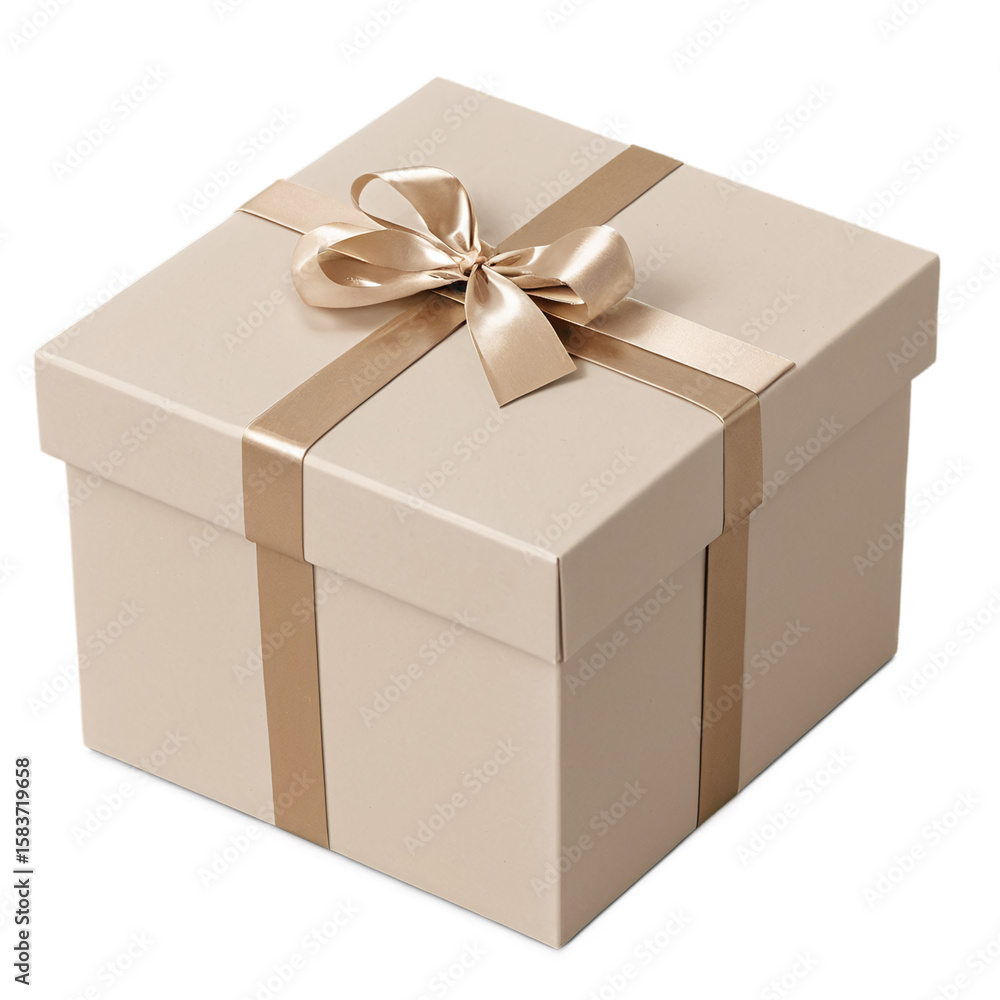 Fototapeta premium Beige Gift Box isolated on transparent background