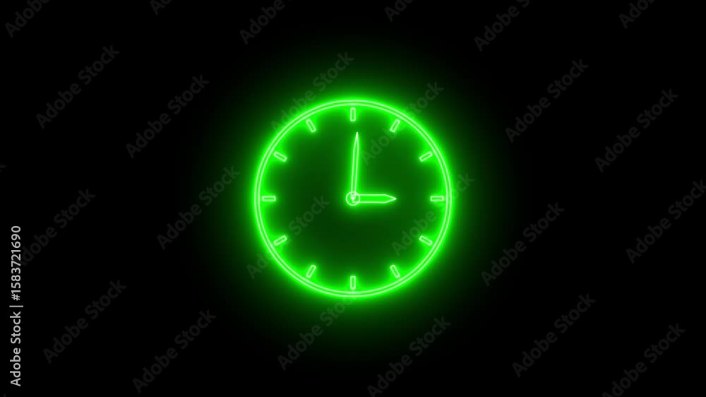 neon double bell clock icon animation on black background and 4K animation video. neon double bell clock icon animation on black background and 4K animation video.