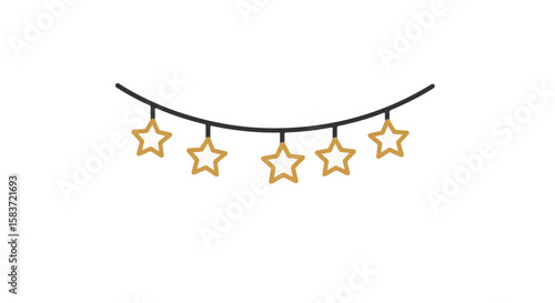 Star shaped garland string in a festive arrangement, evoking a sense of celebration and joy.