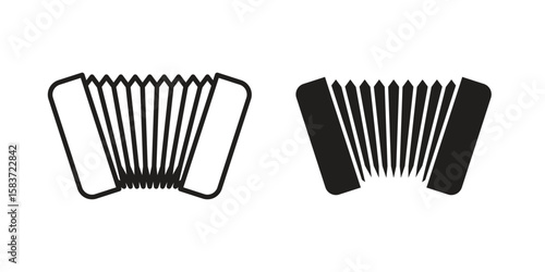 Accordion icons designed in filled, outline, line and stroke style