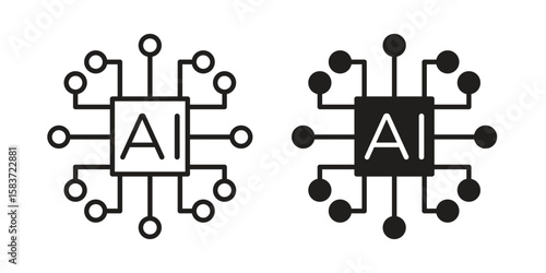 AI icons designed in filled, outline, line and stroke style