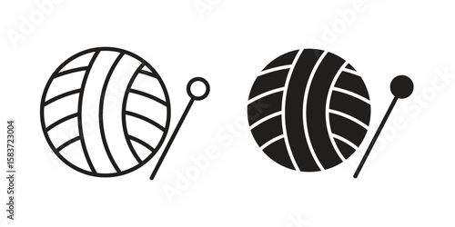 Wool ball icons designed in filled, outline, line and stroke style