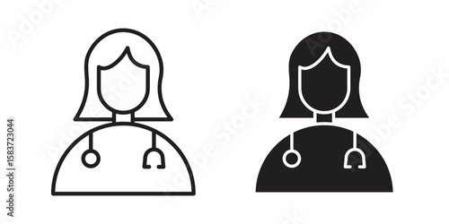 Woman Doctor icons designed in filled, outline, line and stroke style