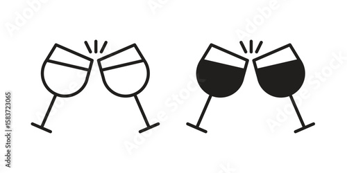 Wine toast icons designed in filled, outline, line and stroke style