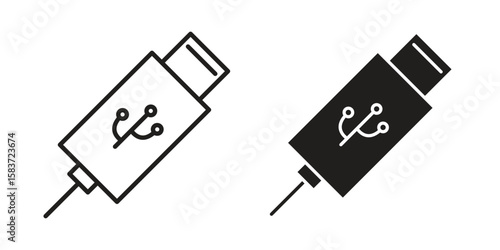 USB type c icons designed in filled, outline, line and stroke style