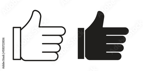 Thumb up icons designed in filled, outline, line and stroke style