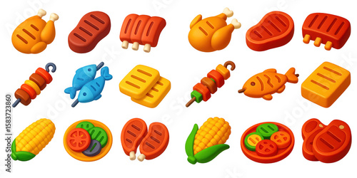 3D Grilled Icons Grid