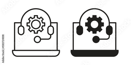 Tech support icons designed in filled, outline, line and stroke style