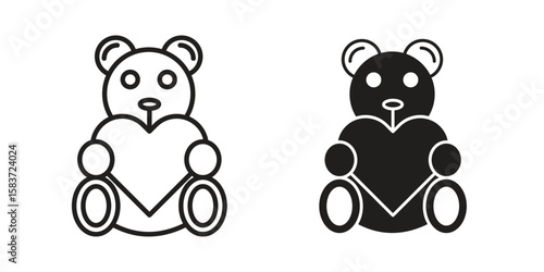 Teddy bear icons designed in filled, outline, line and stroke style