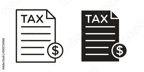 Taxes icons designed in filled, outline, line and stroke style