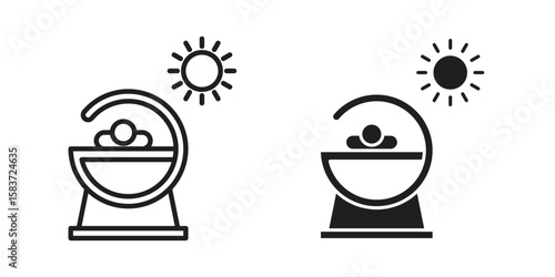 Solarium icons designed in filled, outline, line and stroke style