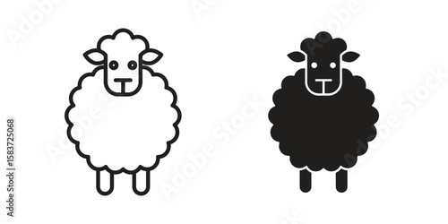 Sheep icons designed in filled, outline, line and stroke style