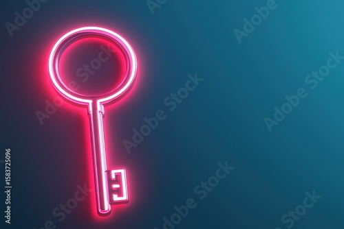 Wallpaper Mural A glowing neon pink key sketch with a dark blue background, symbolizing access, security, or unlocking potential. Torontodigital.ca