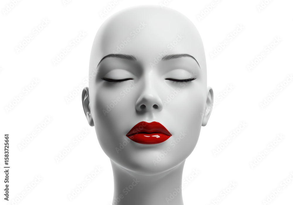 Isolated Woman Mannequin Head with Red Lipstick Isolated Woman Mannequin Head with Red Lipstick