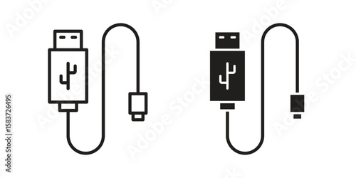 Phone cable icons designed in filled, outline, line and stroke style