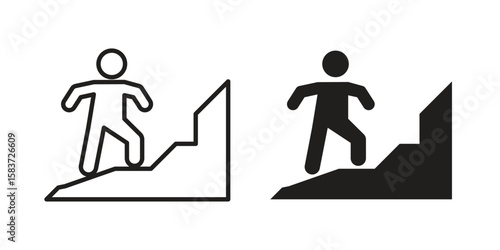 People Climbing icons designed in filled, outline, line and stroke style