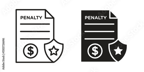 Penalty icons designed in filled, outline, line and stroke style