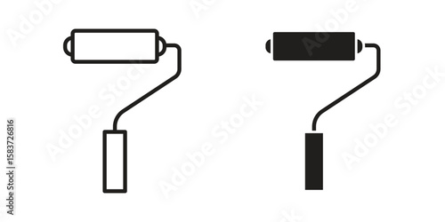 Paint roller icons designed in filled, outline, line and stroke style