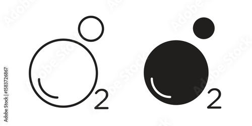 Oxygen O2 icons designed in filled, outline, line and stroke style