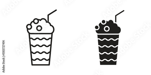 Milkshake icons designed in filled, outline, line and stroke style