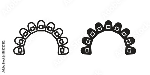 Lingual braces icons designed in filled, outline, line and stroke style
