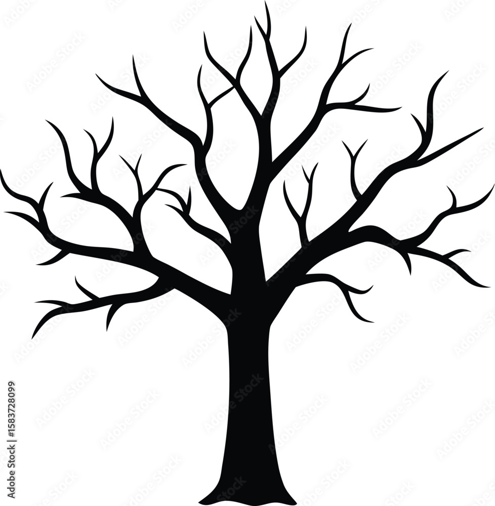 Fototapeta premium Dead Tree Silhouette Vector Art Illustration