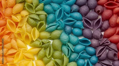 Pasta shells form rainbow spectrum