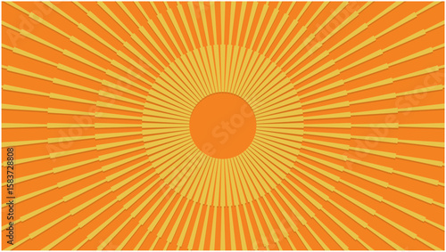 Abstract sunbeam with geometric rays in yellow and orange. Dimension 16:9.