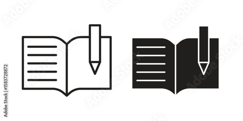 Homework icons designed in filled, outline, line and stroke style