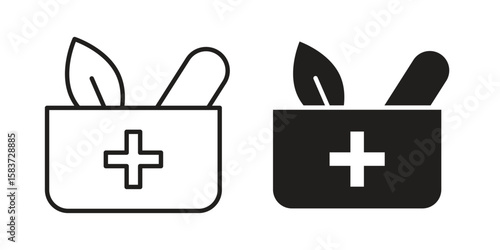 Herbal medicine icons designed in filled, outline, line and stroke style