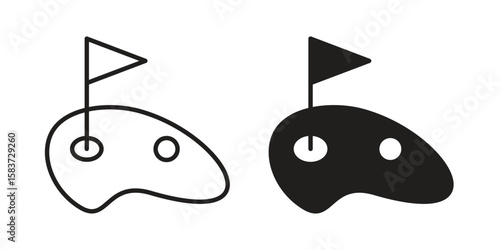 Golf yard icons designed in filled, outline, line and stroke style