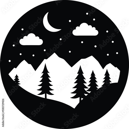 Paper Cut Nature Silhouette Vector Art Illustration