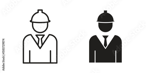 Engineer icons designed in filled, outline, line and stroke style