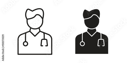 Doctor icons designed in filled, outline, line and stroke style